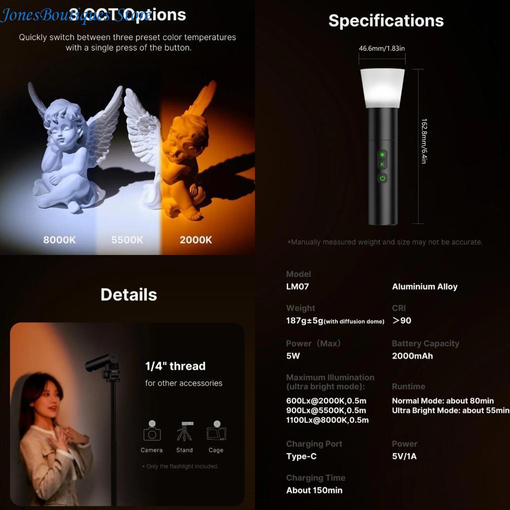 Photography And Videography Lighting - LM07 Videography Flashlight Zoomable Photography Fill
