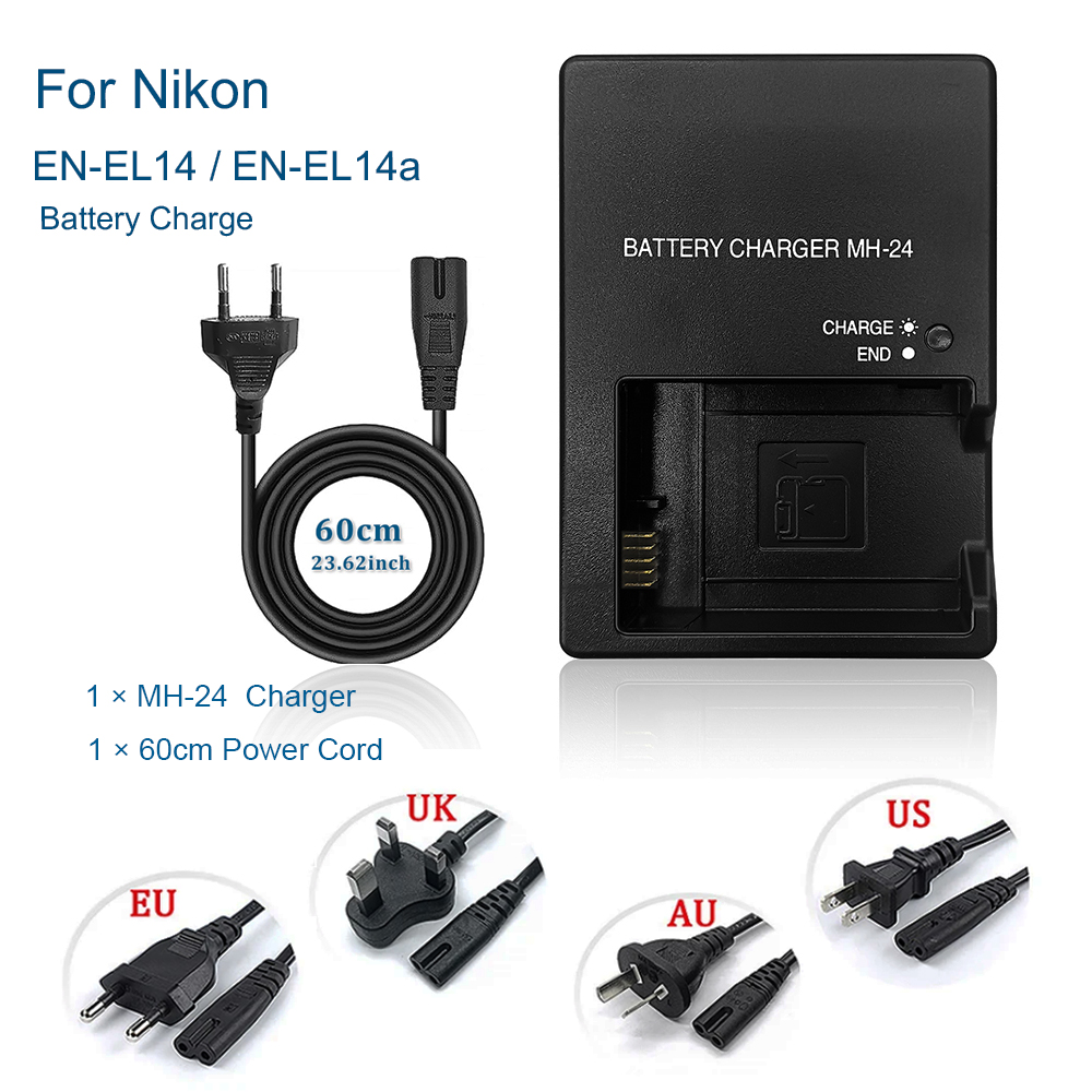 Nikon Camera D3500 - MH-24 Battery Charger for Nikon EN-EL14/EN-EL14a-Fast